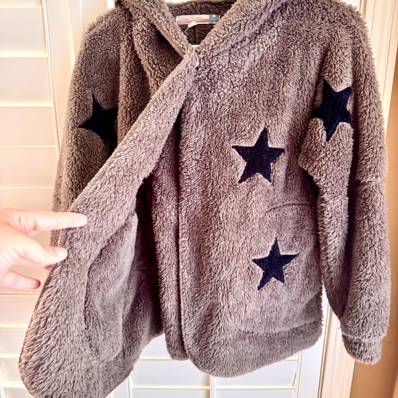 Vintage Havana Girls Sherpa Star Hooded Jacket Big Kid L Cozy Layer - Picture 6 of 11